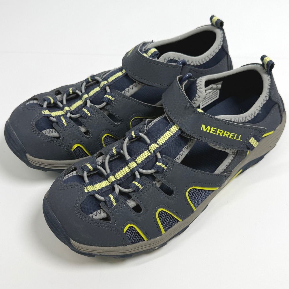 Merrell Hydro Hiker Navy Lime Leather Trail Water Sandals MY54859 Kids 5M EU 36